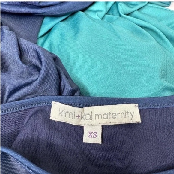 KIMI + KAI MATERNITY SONIA OMBRÉ TEAL MAXI DRESS XS NWOT - Picture 4 of 7